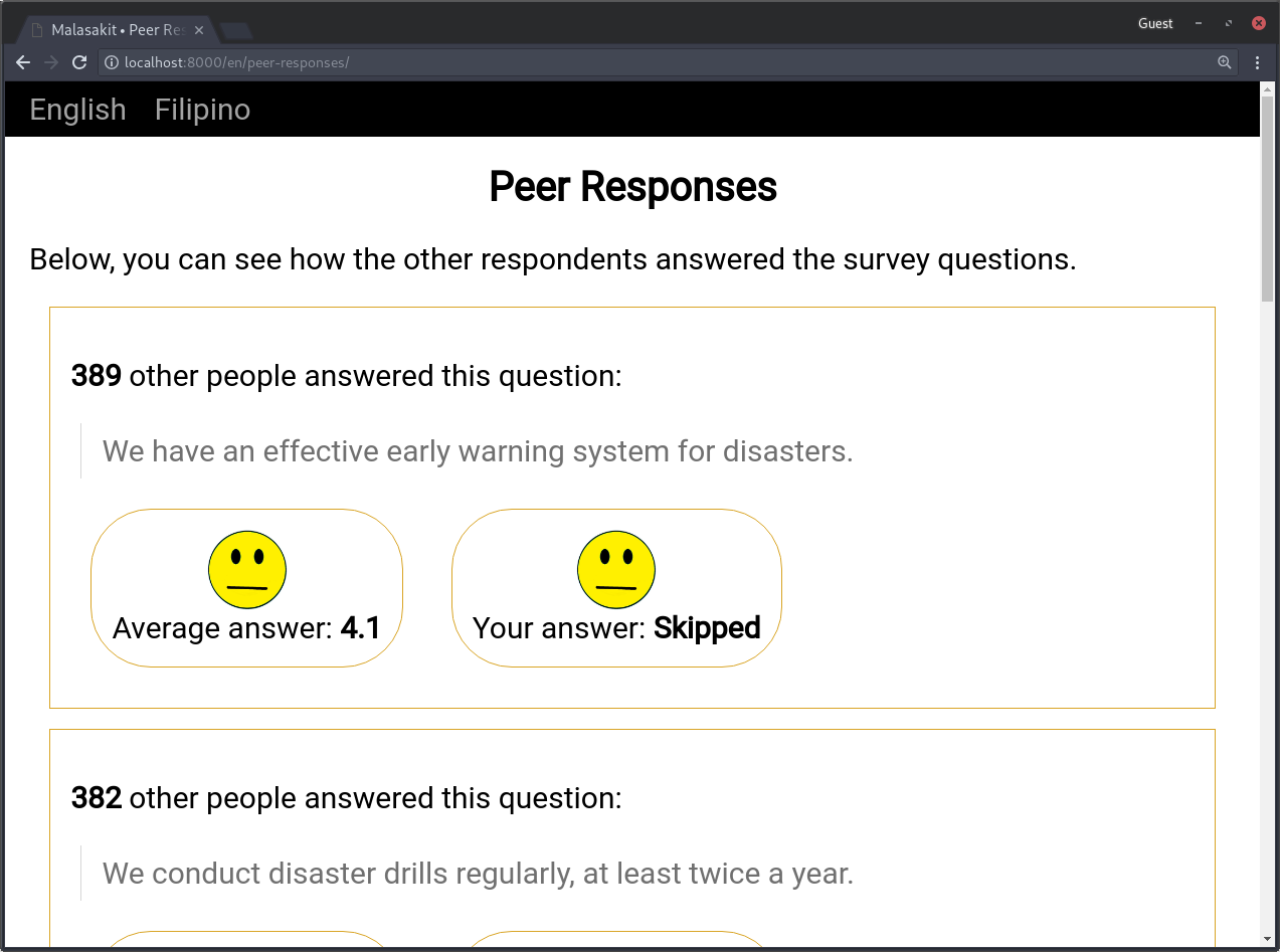 Peer responses page