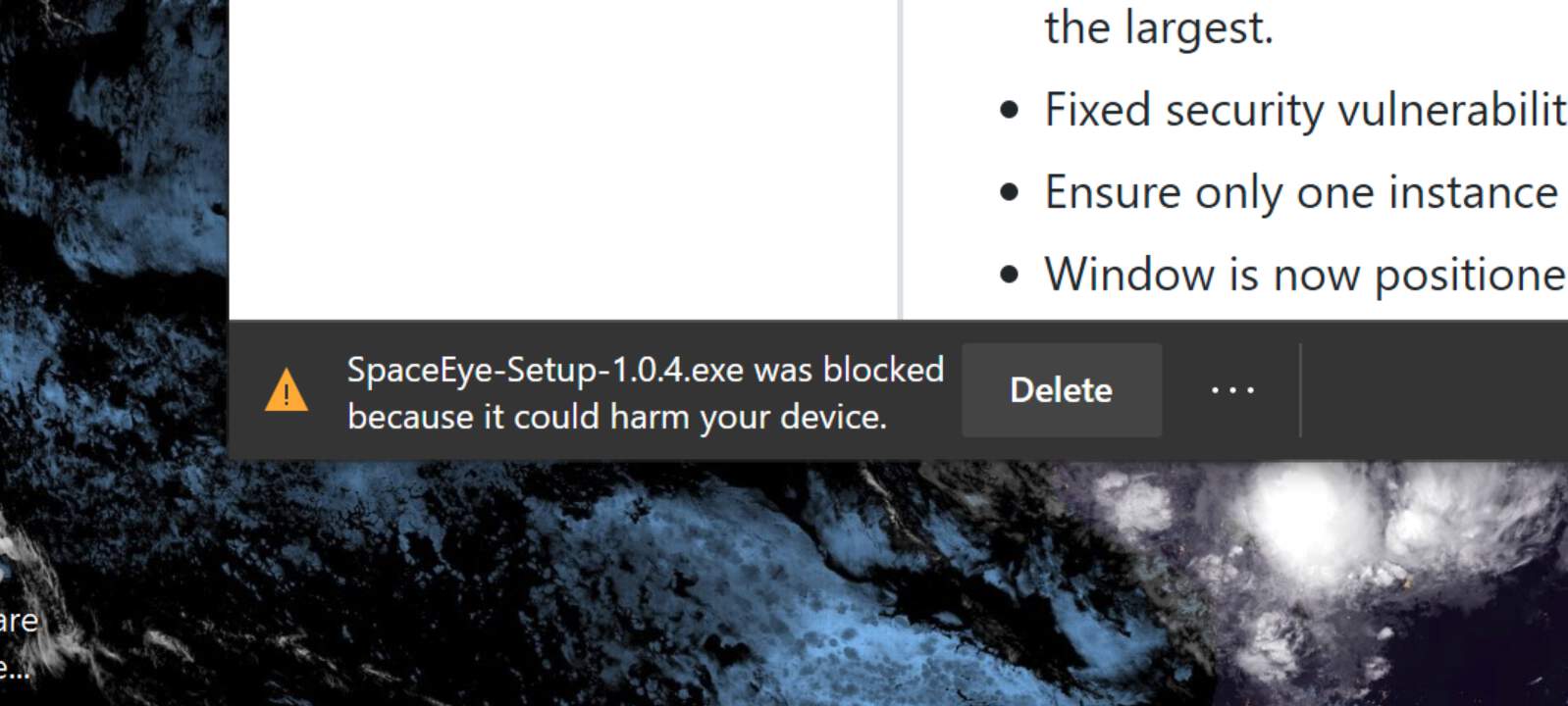 Edge download warning