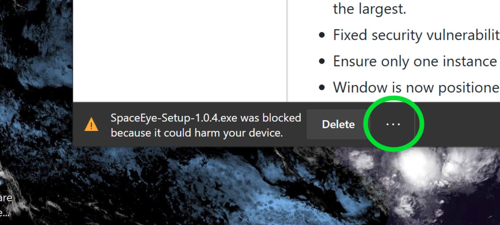 Edge download warning - more options