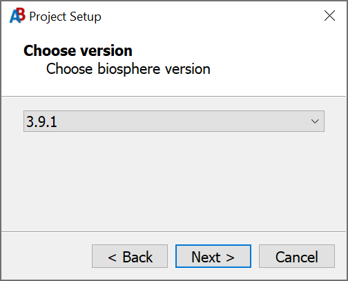 project setup - choose biosphere version