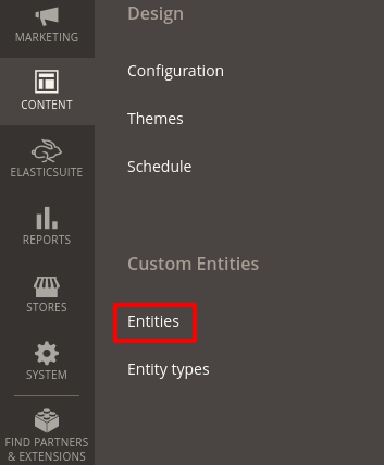 Entity menu