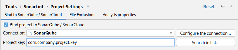 Project Settings Configure Binding