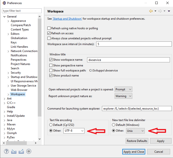 Eclipse Config Workspace