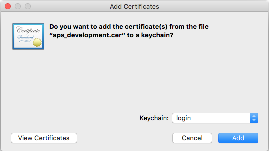 Add Certificate to Keychain