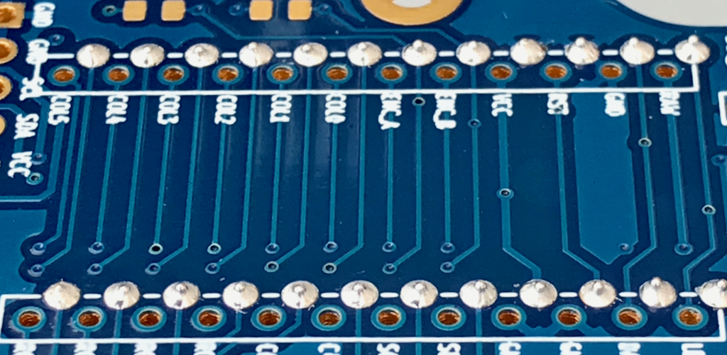 Sockets soldered from bottom of board