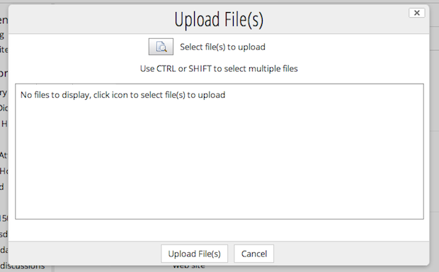 Alfresco upload dialog